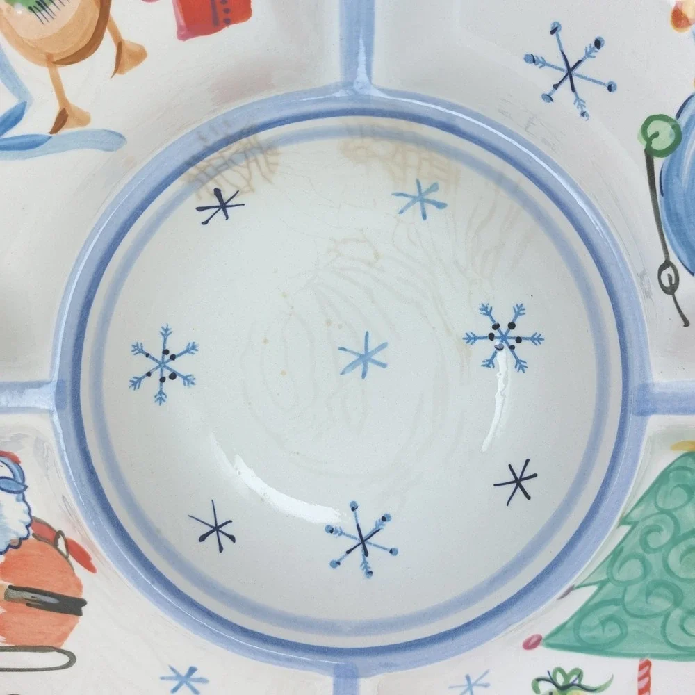 Churchhill Christmas Divided Serving Platter / Tray With Snowmen Santa China 15